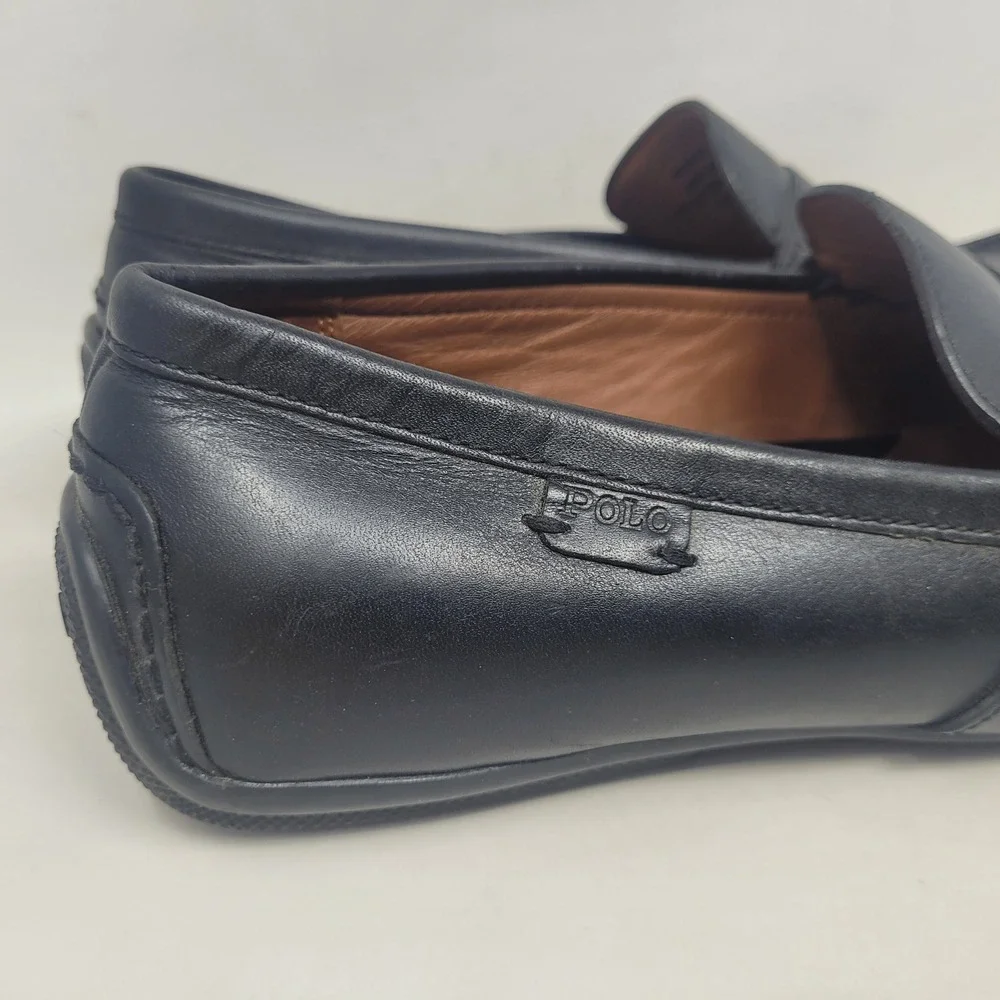 Polo Ralph Lauren Loafers 10.5D Black Leather Driver Reynold Preppy Old Money